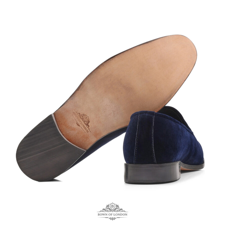 Men's Velvet Loafer/Slipper Shoe - Plain Navy - Image 2