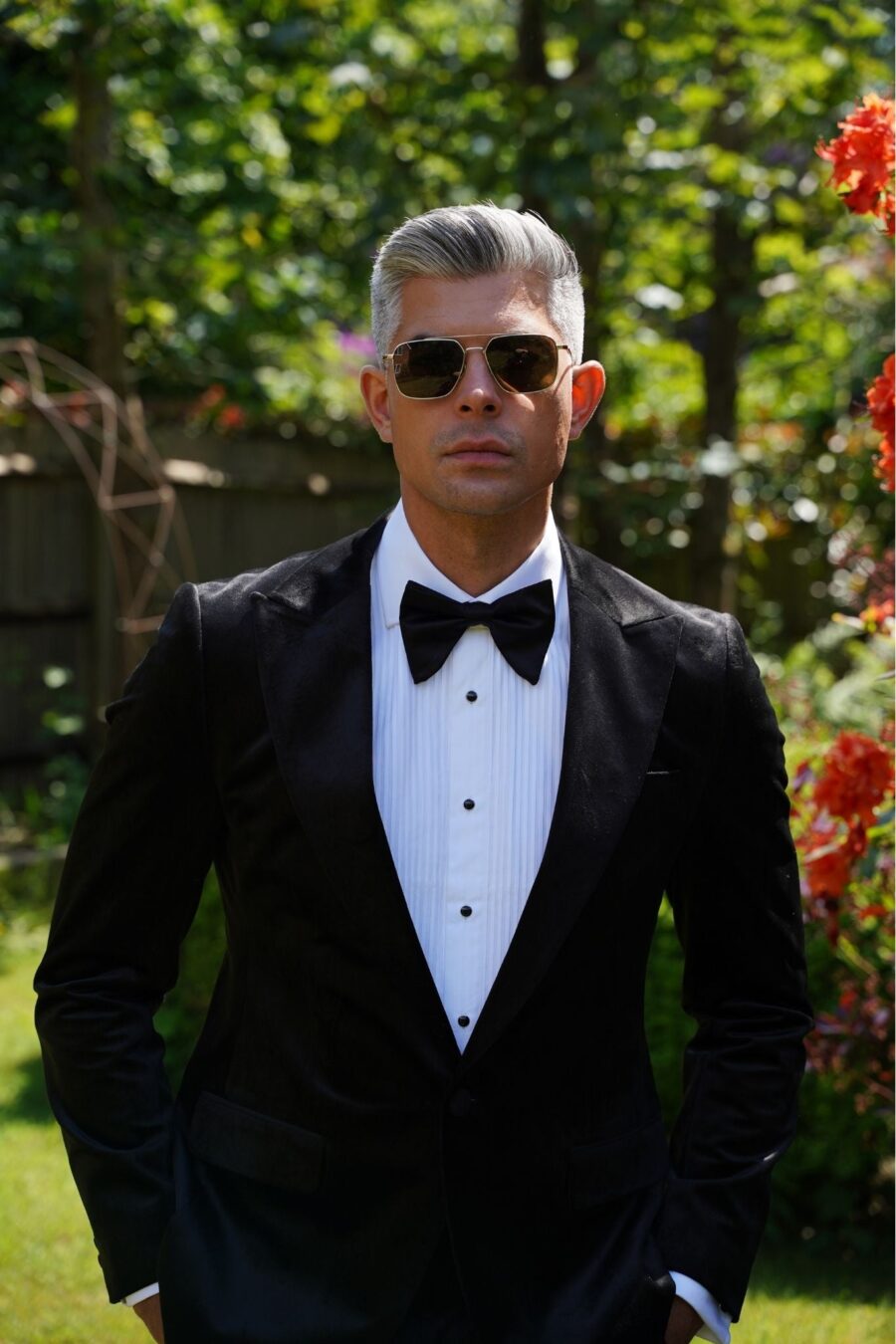 Made to measure Men's Single breasted Italian Velvet Blazer - Black - Image 2