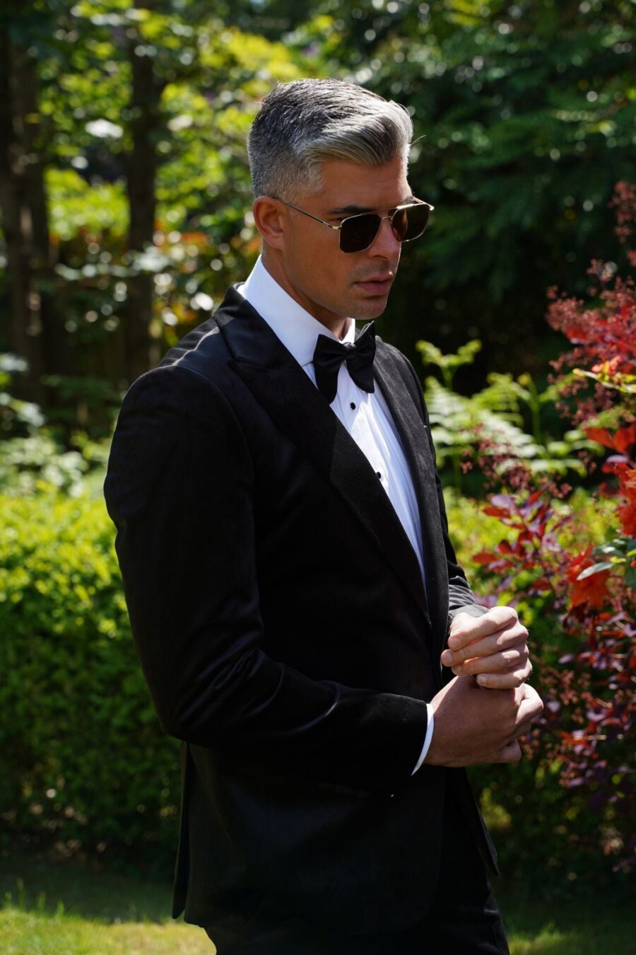 Made to measure Men's Single breasted Italian Velvet Blazer - Black - Image 3