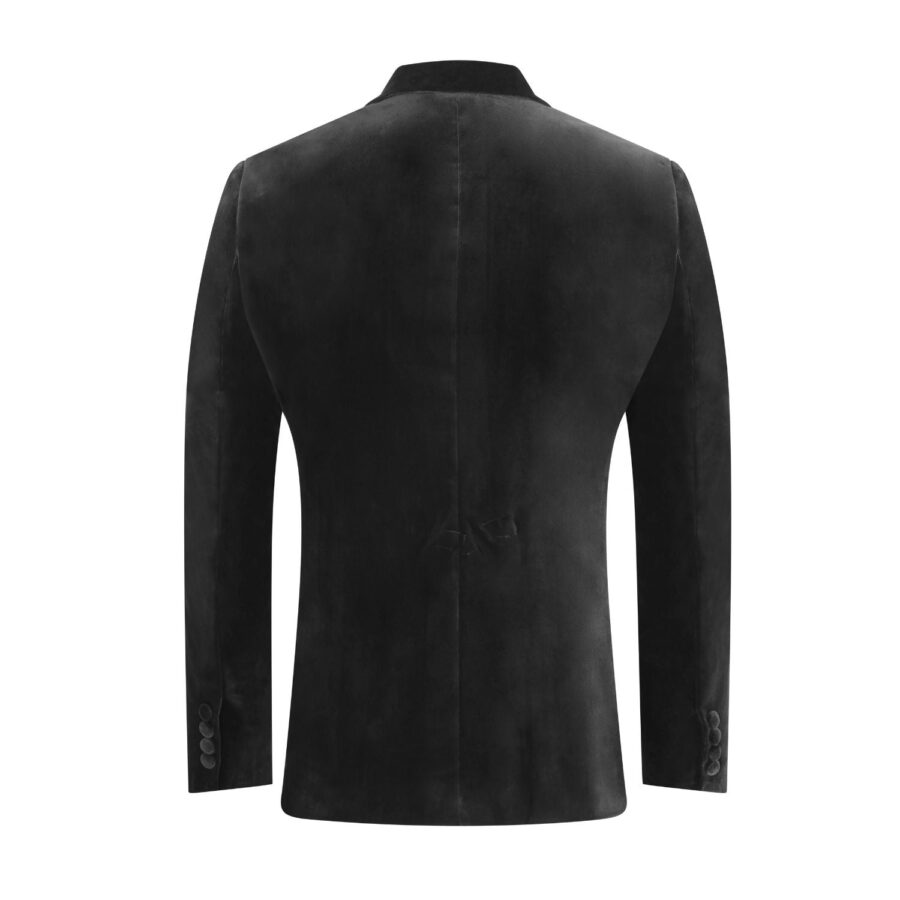 Made to measure Men's Single breasted Italian Velvet Blazer - Black - Image 4