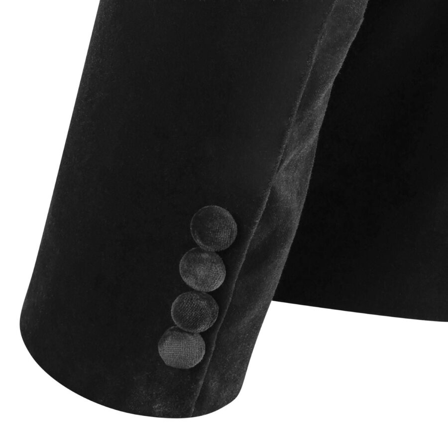Made to measure Men's Single breasted Italian Velvet Blazer - Black - Image 5