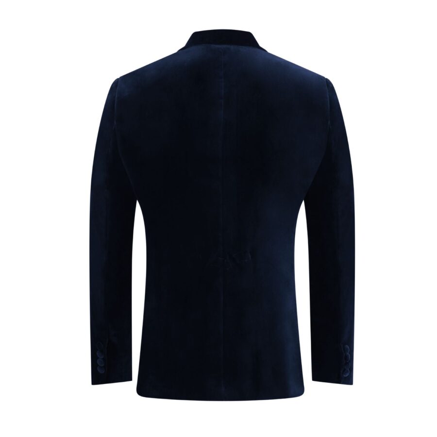 Made to measure Men's Single breasted Italian Velvet Blazer - Navy - Image 4