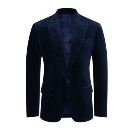 Made to measure Men's Single breasted Italian Velvet Blazer - Navy