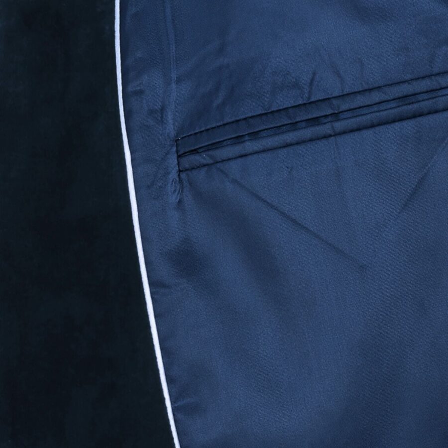 Made to measure Men's Single breasted Italian Velvet Blazer - Navy - Image 6