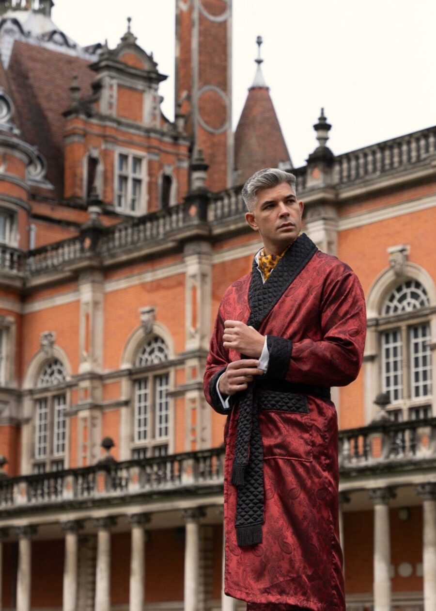 Rental Gable Mens Long Smoking Jacket - Image 3