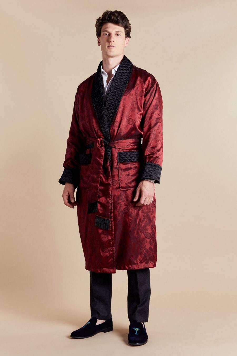 Rental Gable Mens Long Smoking Jacket - Image 2