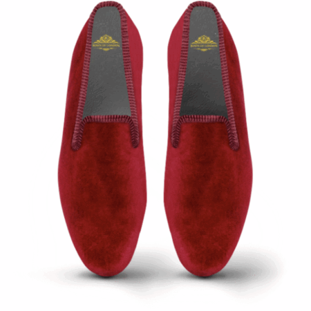 Men's Velvet Loafer/Slipper Shoe - Plain Maroon