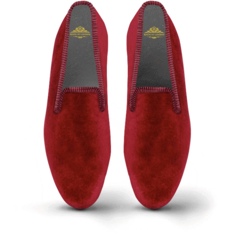 Men's Velvet Loafer/Slipper Shoe - Plain Maroon