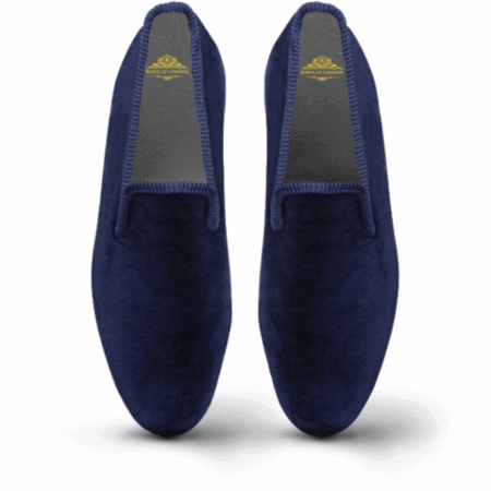 Men's Velvet Loafer/Slipper Shoe - Plain Navy