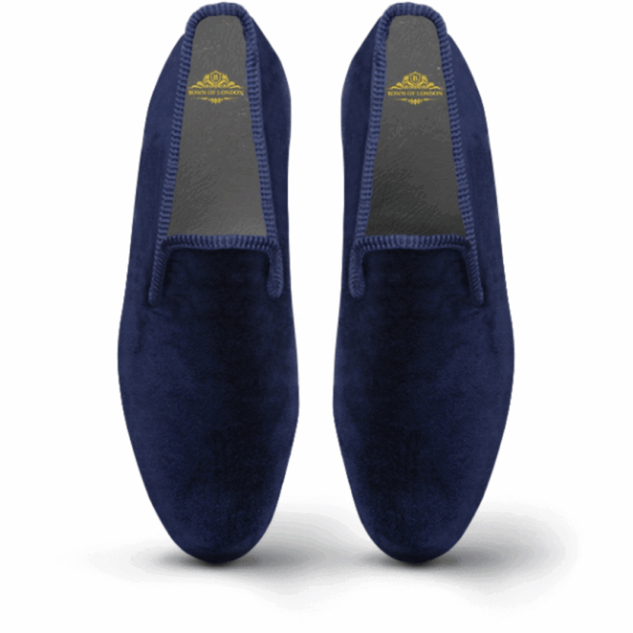 Men's Velvet Loafer/Slipper Shoe - Plain Navy