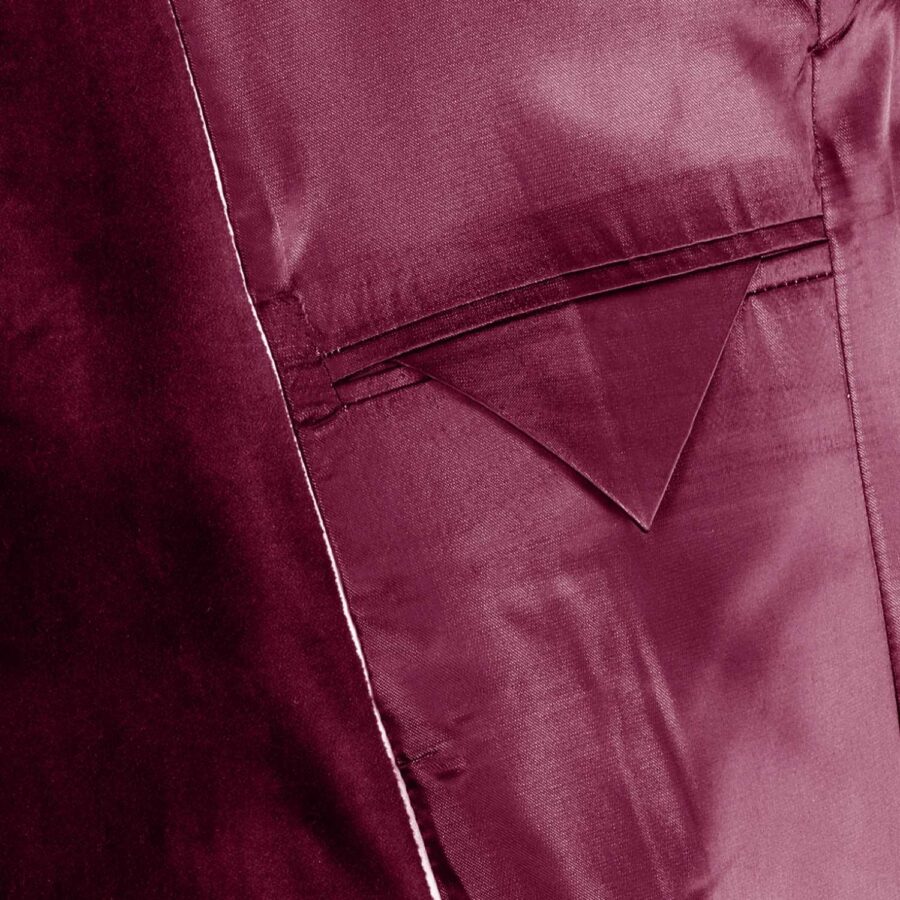 Made to Measure Double Breasted Mens Italian Velvet Smoking Jacket - Burgundy - Image 6