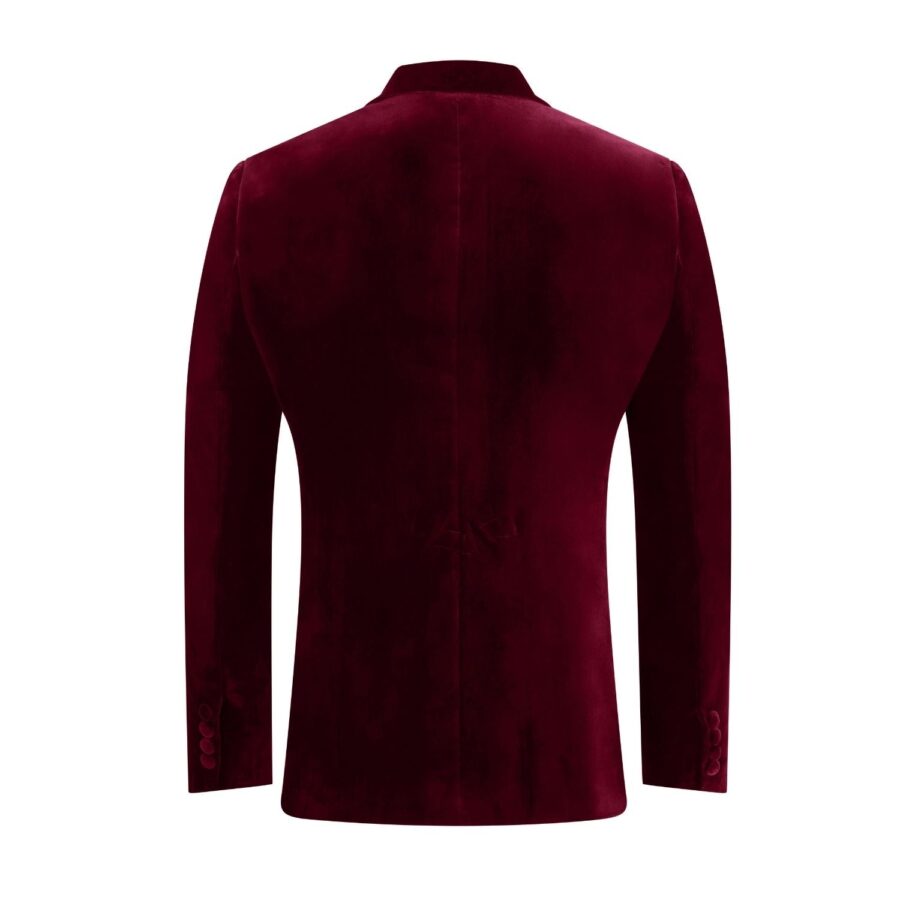 Made to measure Men's Single breasted Italian Velvet Blazer - Burgundy - Image 4