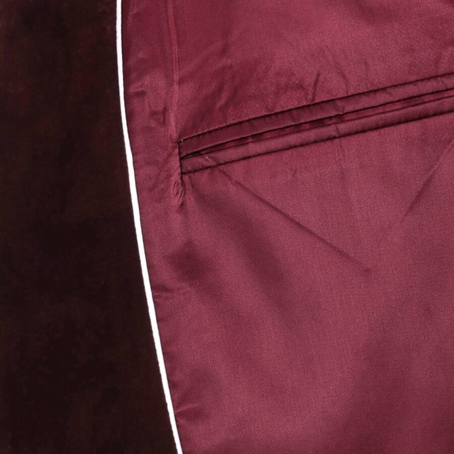 Made to measure Men's Single breasted Italian Velvet Blazer - Burgundy - Image 6